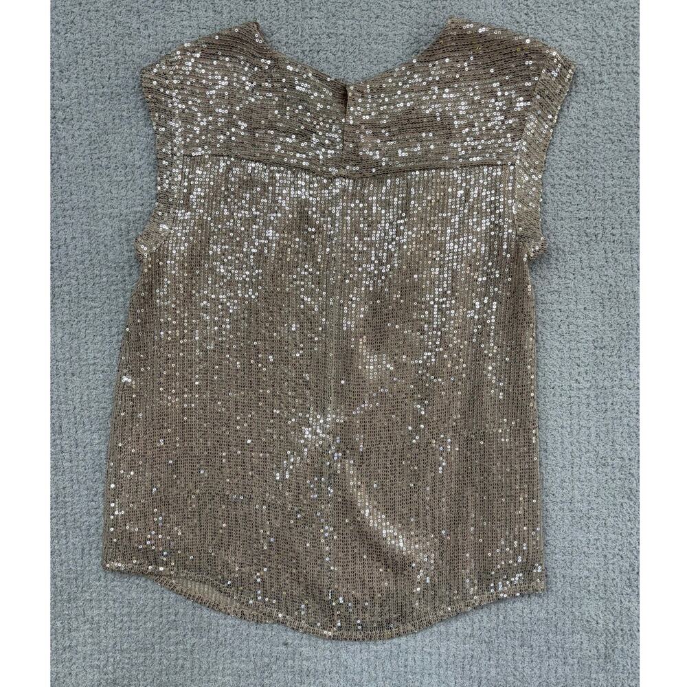 J. Crew Beige Sequined Sleeveless Shirt Size 4 NWT #59906 - Picture 2 of 4